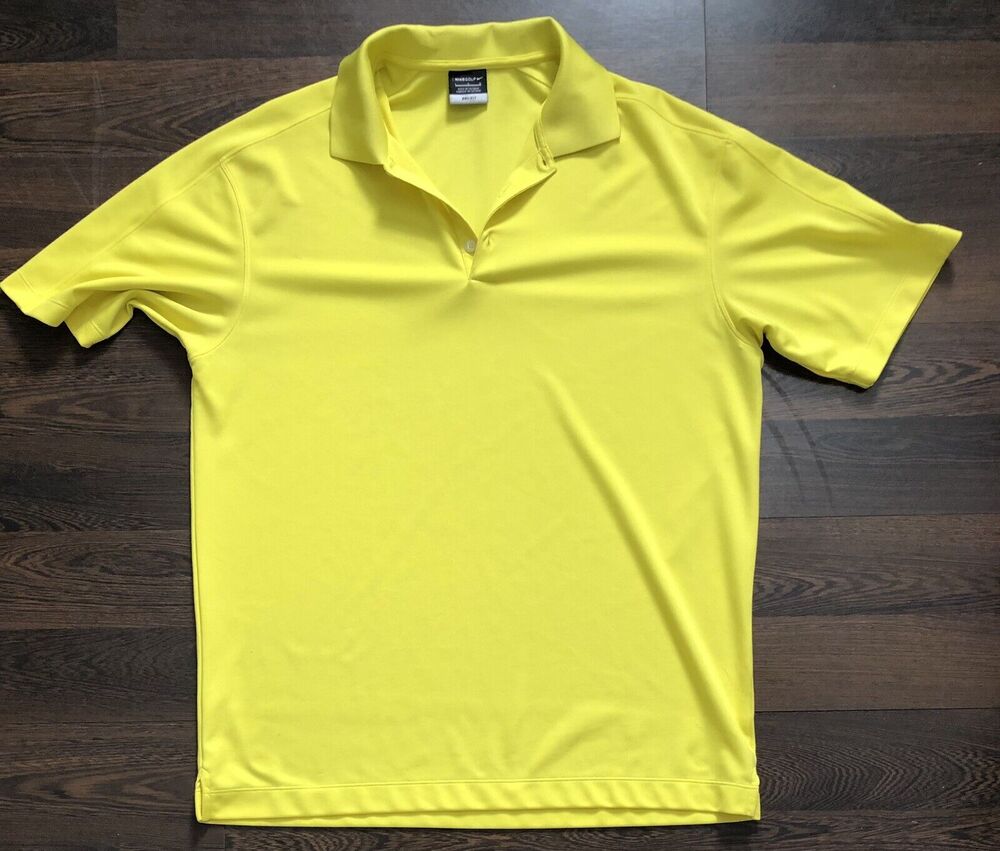 Nike Golf Dri-Fit Collard Shirt Sz Large Yelllow 269269 770
